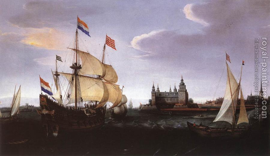 Hendrick Cornelisz Vroom : Arrival of a Dutch Three-master at Schloss Kronberg